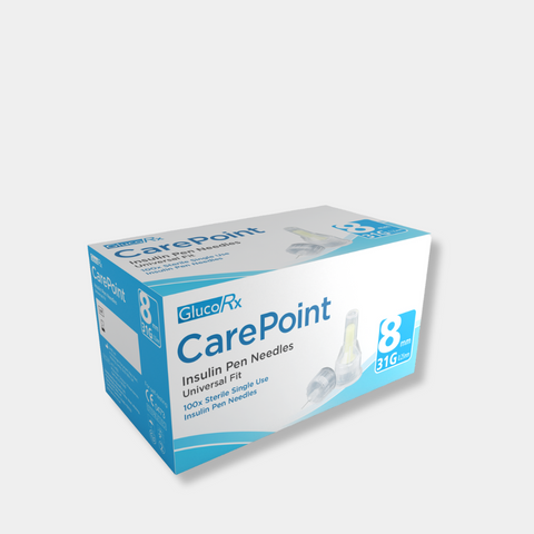 GlucoRx CarePoint Pen Needles 8mm x 50 packs (100pcs per pack)