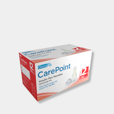 GlucoRx CarePoint Pen Needles 12mm x 50 packs (100pcs per pack)