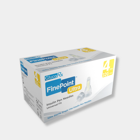 GlucoRx FinePoint Pen Needles 4mm ULTRA x 50 packs (100pcs per pack)