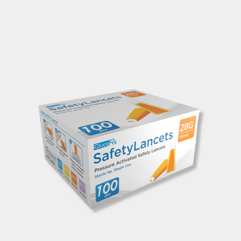 GlucoRx Safety Lancets 28G x 20 packs (100pcs per pack)