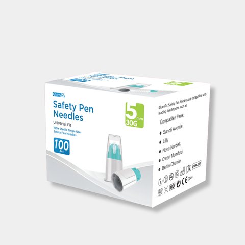 GlucoRx Safety Pen Needles x 12 packs (100pcs per pack)