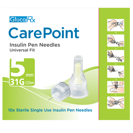 GlucoRx CarePoint Pen Needles x 400 packs (10pcs per pack)
