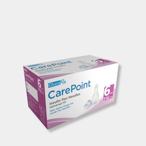 GlucoRx CarePoint Pen Needles 6mm x 50 packs (100pcs per pack)