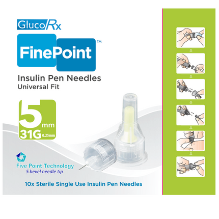 GlucoRx FinePoint Pen Needles x 400 packs (10pcs per pack)
