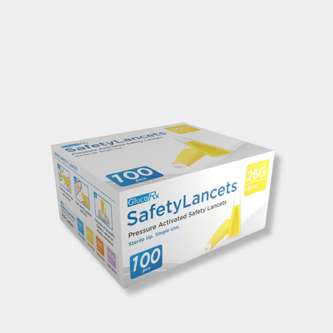 GlucoRx Safety Lancets 26G x 20 packs (100pcs per pack)