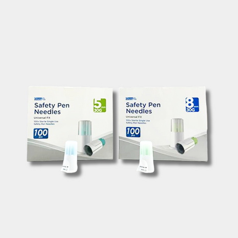 GlucoRx Safety Pen Needles 8mm x 12 packs (100pcs per pack)