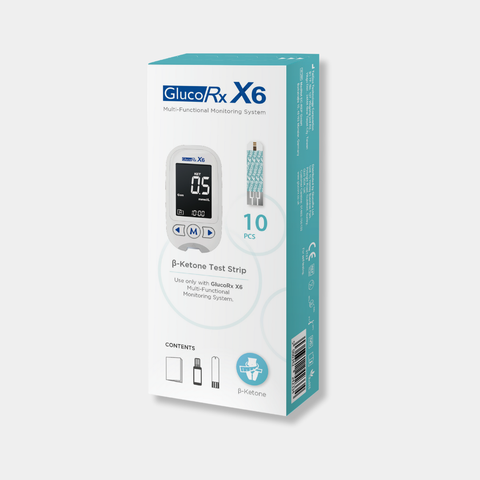GlucoRx X6 Blood Ketone Test Strips x 50 packs (10pcs per pack)