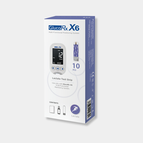 GlucoRx X6 Lactate Test Strips x 50 packs (10pcs per pack)