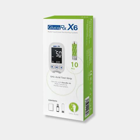 GlucoRx X6 Uric Acid Test Strips x 50 packs (10pcs per pack)