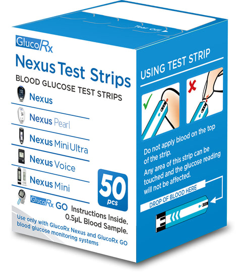 GlucoRx Nexus Blood Glucose Test Strips x 400 Packs (50pcs per pack)