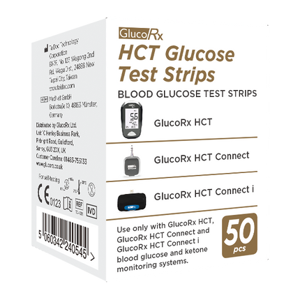 GlucoRx HCT Glucose Strips x 400 Packs (50pcs per pack)