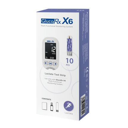 GlucoRx X6 Lactate Test Strips x 50 packs (10pcs per pack)