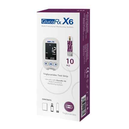 GlucoRx X6 Triglycerides Test Strips x 50 packs (10pcs per pack)