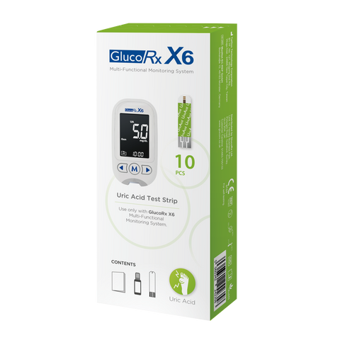 GlucoRx X6 Uric Acid Test Strips x 50 packs (10pcs per pack)