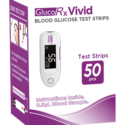 GlucoRx Vivid Blood Glucose Test Strips x 400 Packs (50pcs per pack)