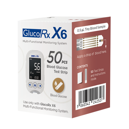 GlucoRx X6 Blood Glucose Test Strips x 400 packs (50pcs per pack)